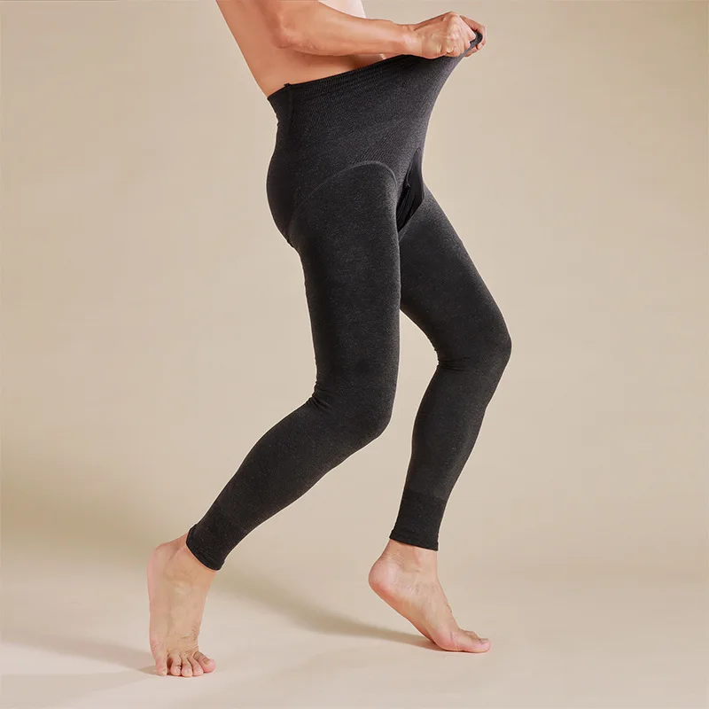 Мужские термобрюки с высокой талией антиобжимные флисовые колготки леггинсы