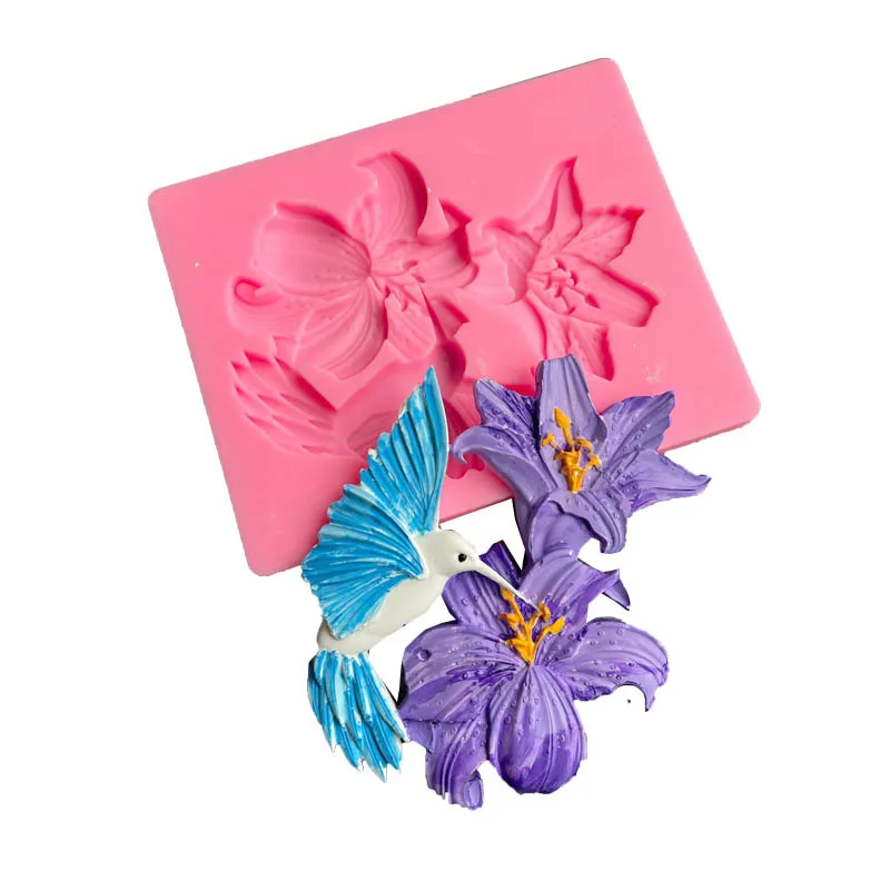 

Diy Lily And Bird Shape Silicone Mold Kitchen Supply Fondant Cake Sugar Decorating Baking Tools Soap Candle Clay Plaster Mould