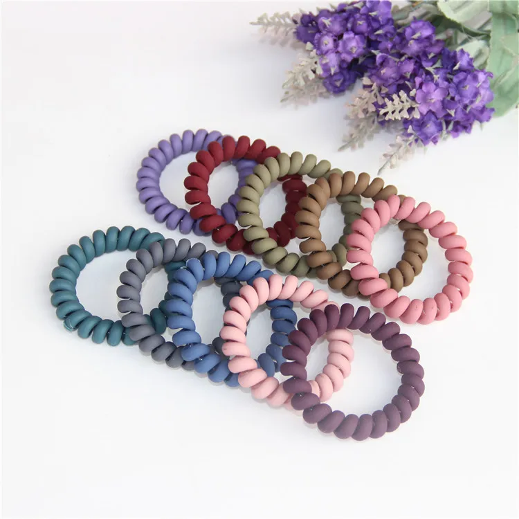 

5Pcs/set New Fashion Matt Solid Telephone Wire Elastic Hair Band Frosted Spiral Cord Rubber Band Hair Tie Stretch Head Band Gum