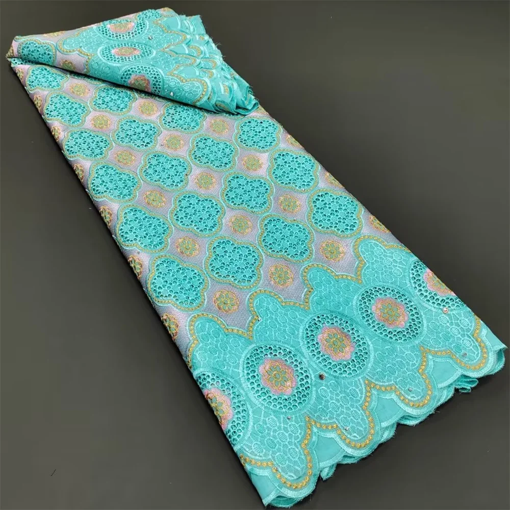 

African Dry Lace Fabric High Quality Cotton Swiss Lace Embroidery Fabrics For Women Dress 5Yards