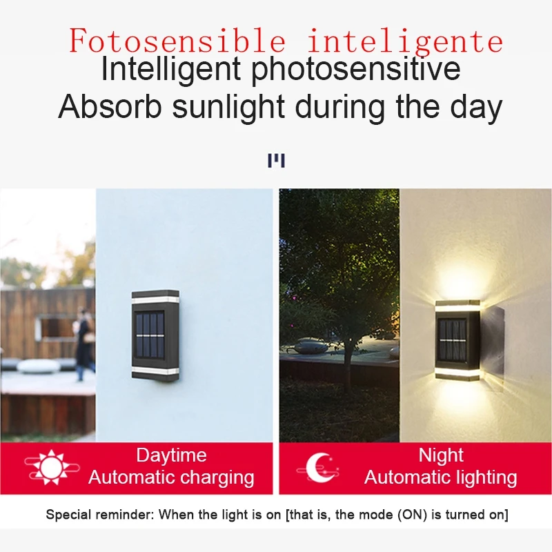 Светодиодный уличный светильник на солнечной батарее настенный для забора IP65