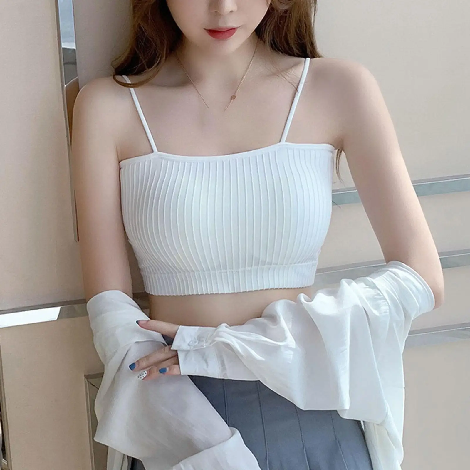 Women Tube Top Invisible Bra Top Sexy Underwear Crop Tops Seamless Bandeau Sexy Pads Bra Sexy Lingerie Tops Women Removable O3c8