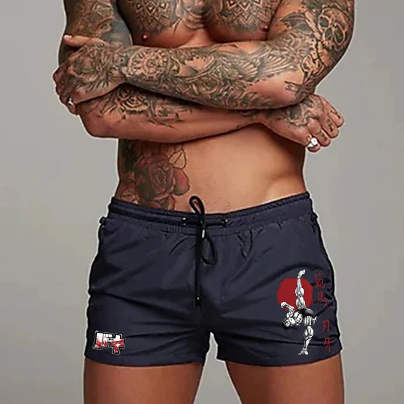 Мужские плавки Hanma Baki с аниме принтом пляжные шорты Быстросохнущий купальник 5