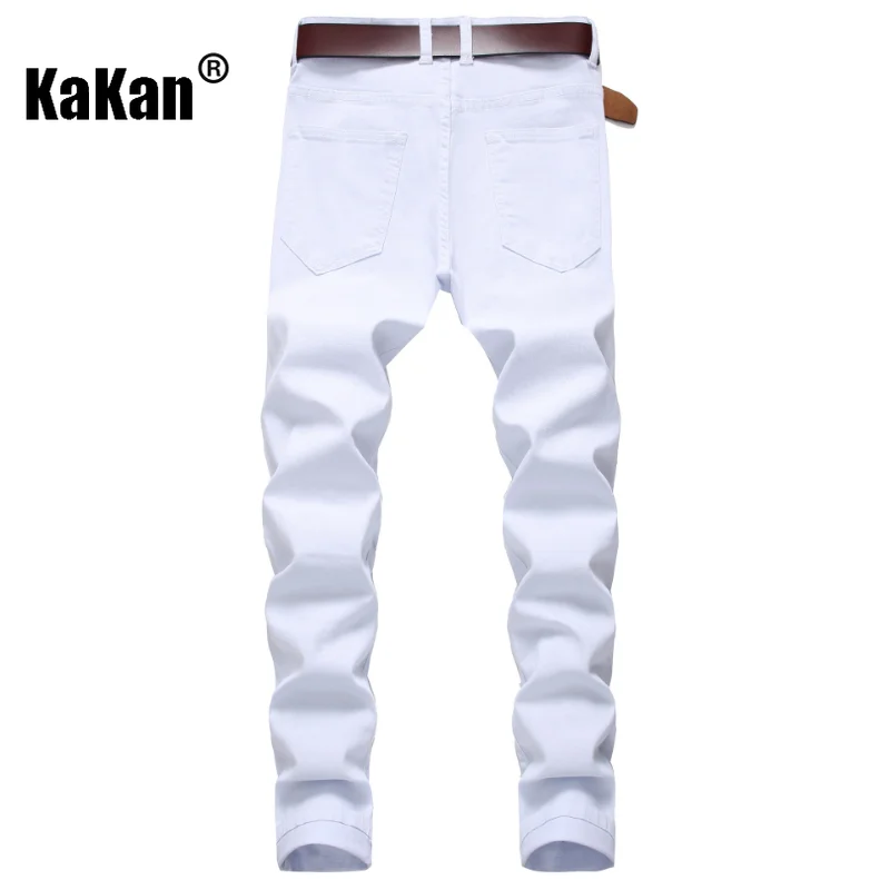 Kakan - European and American New Big Hole Straight Fit Jeans for Men, High Street Trend Stretch Long Jeans K59-111
