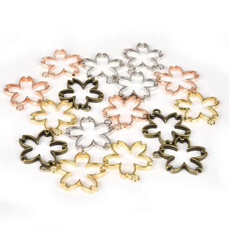 

5pcs Open Bezel Blank Frame Floral Base Settings DIY Crystal UV Epoxy Resin Pendants Charms Jewelry Making Tools
