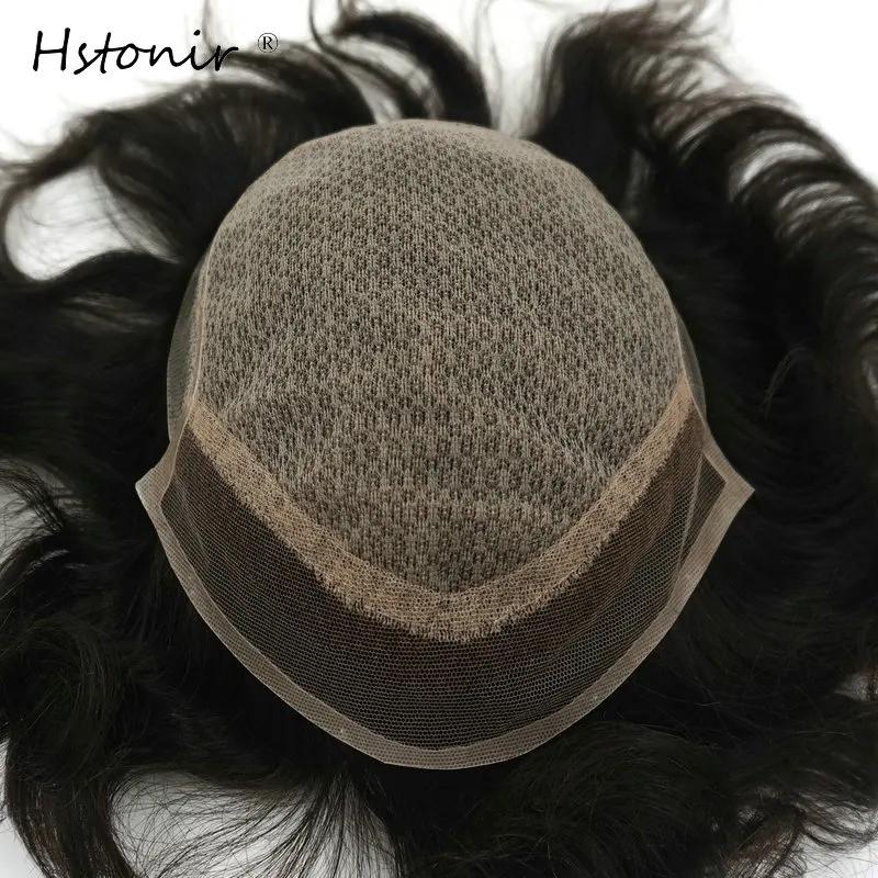 

Hstonir Men Wig Toupee Indian Remy Hair System Full Part Wig Silk Base I-Lace Accessories Hair Pieces For Men H032
