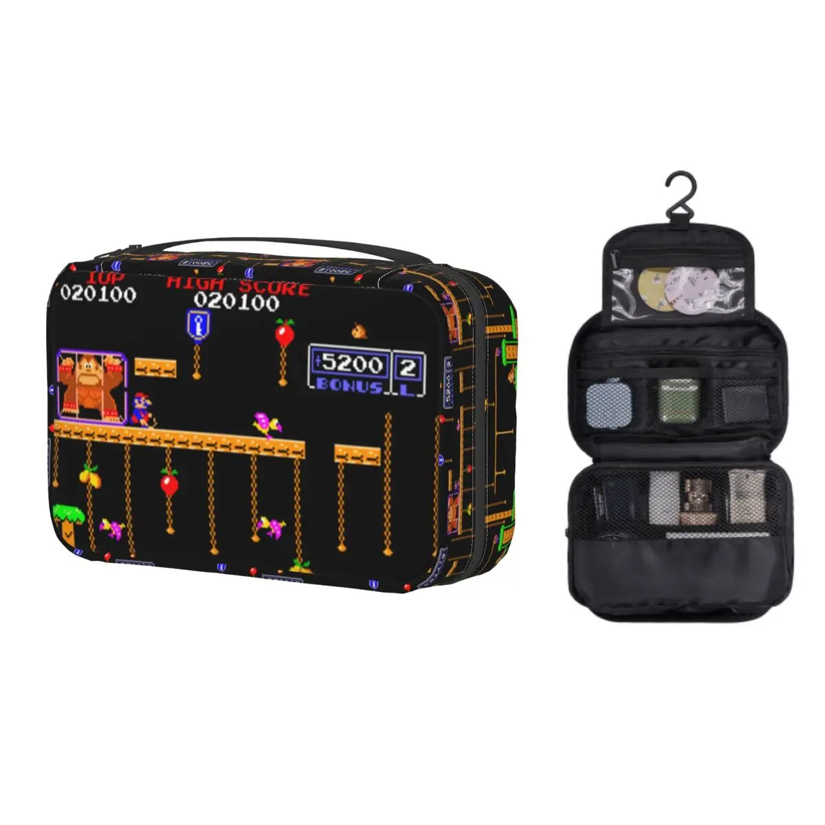 

Fashion Donkey Kong Travel Toiletry Bag Women Hanging Video Game Makeup Cosmetic Organizer Dopp Kit
