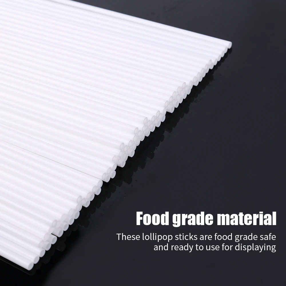 100 шт. Пластиковые палочки для леденцов и тортов, непригодные к повторному использованию, для конфетных леденцов, безопасного пищевого класса, шоколадных инструментов.