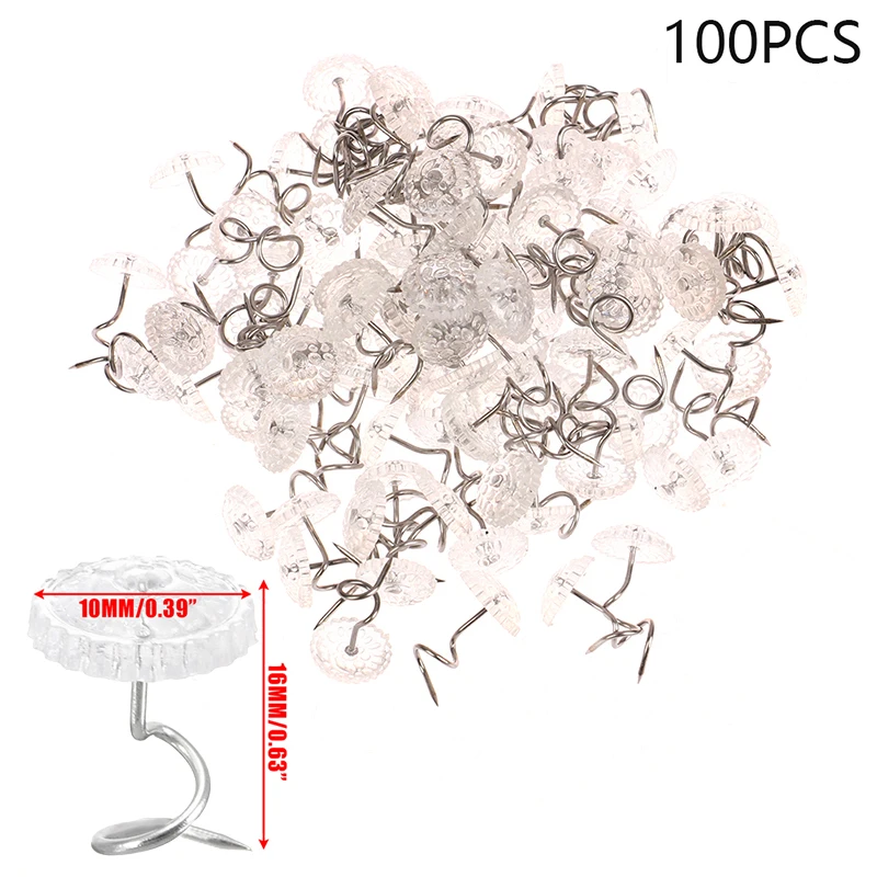 

100pcs Clear Heads Twist Pins Fixed Fastener for Upholstery Blankets Chair Sofa Decorate Repaired Loose Drapery Pins