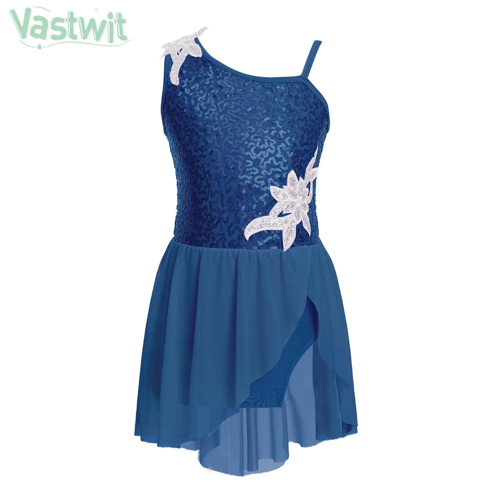 Детское балетное танцевальное платье без рукавов с блестками и юбкой-пачкой