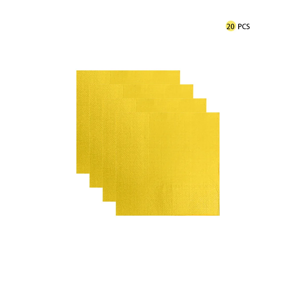 

Желтые одноразовые бумажные тарелки, салфетки, чашки