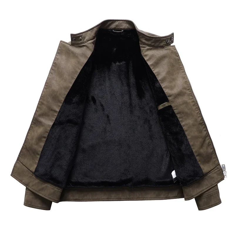 Мужская приталенная куртка из искусственной кожи