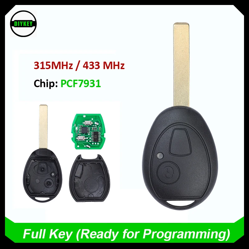 Дистанционный брелок DIYKEY 2 кнопки 315 МГц/433 МГц чип PCF7931 ID73 для Rover 75 Mini Cooper S R50 R53 Hatch