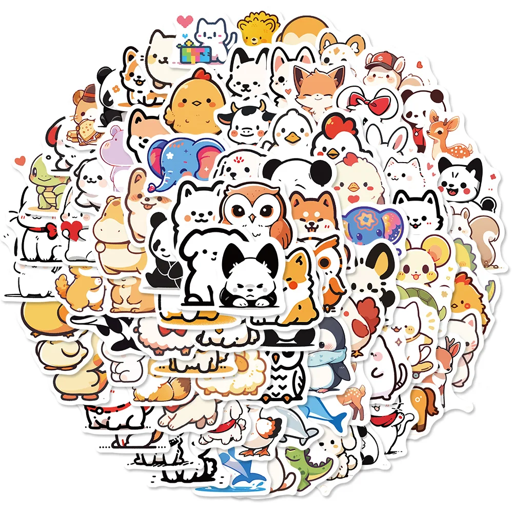 

10/90pcs Graffiti Style Minimalist Animal Stickers For Children DIY Design Motorcycle Luggage Laptop Refrigerator Stickers