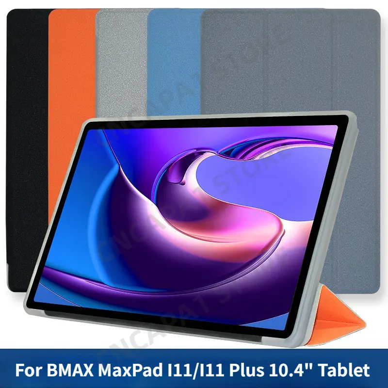 

Tri-Folding Stand Funda For BMAX MaxPad I11 Plus Case 10.4" Tablet PC Folio PU Cover with Soft TPU Back Shell