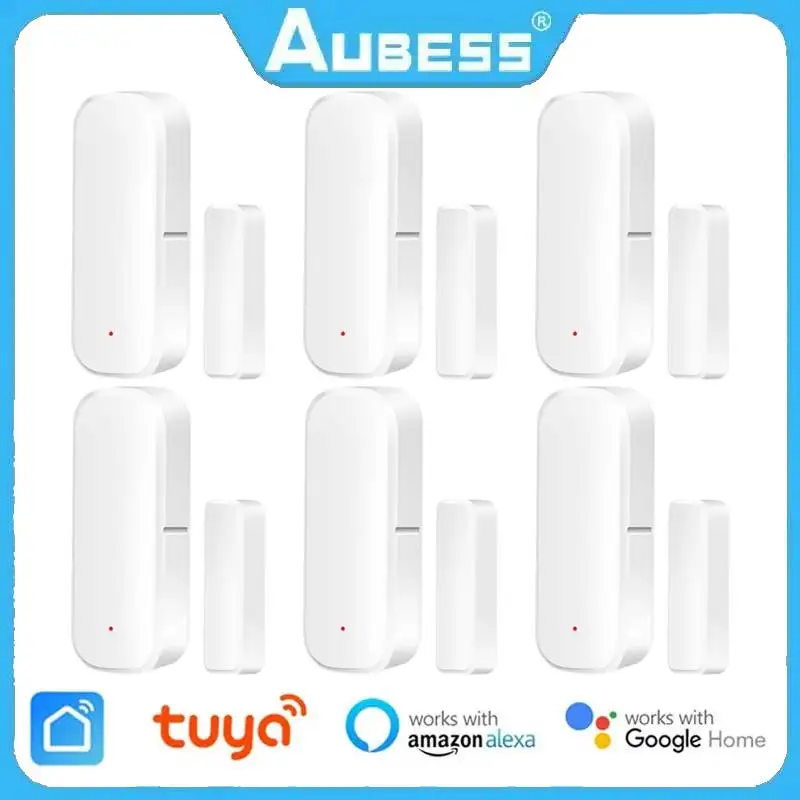 

Умные детекторы открытой и закрытой двери Aubess Tuya, умное приложение, Wi-Fi, датчик окон, работает с Alexa Google Home