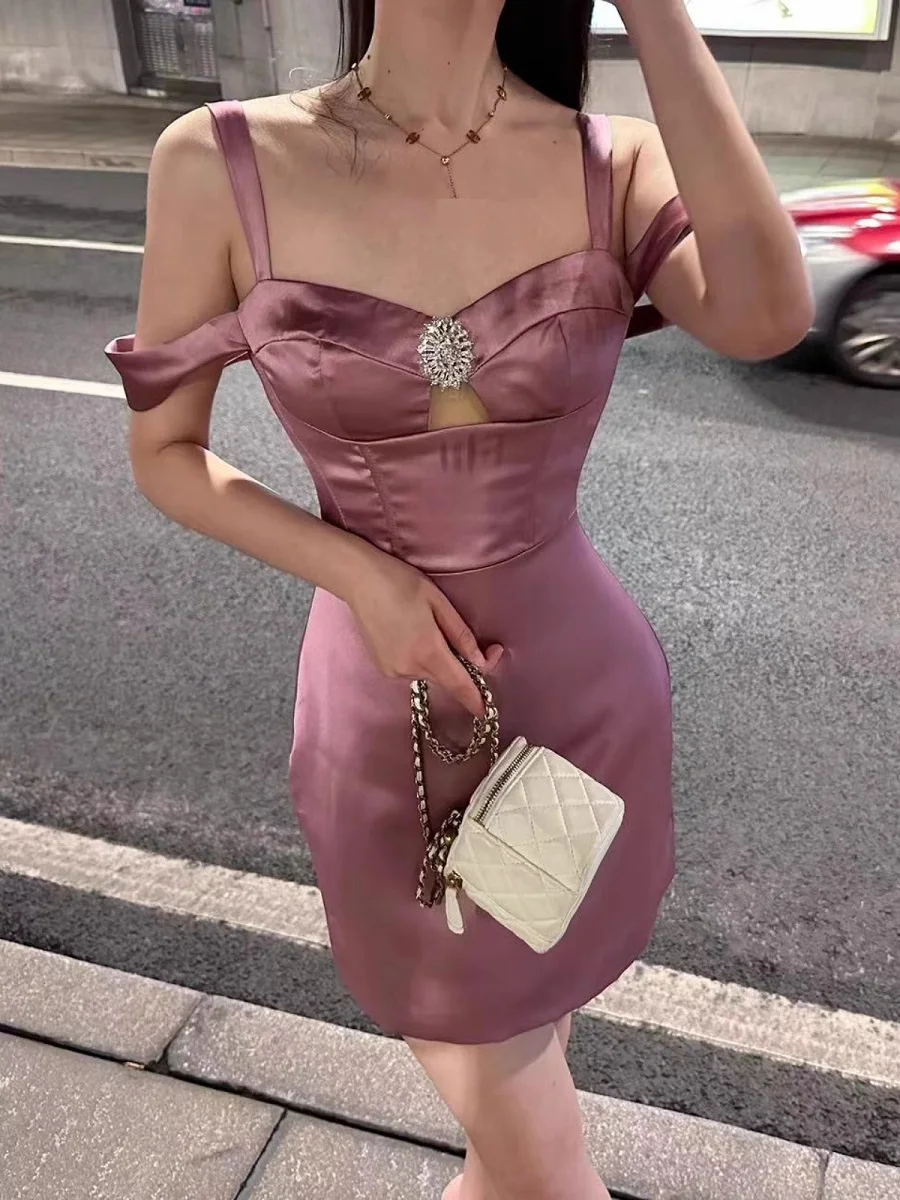 

traf 2023 woman skirt satin hot diamond corset sexy women suspenders dress y2k clothes new fashion bandeau miniskirt bra