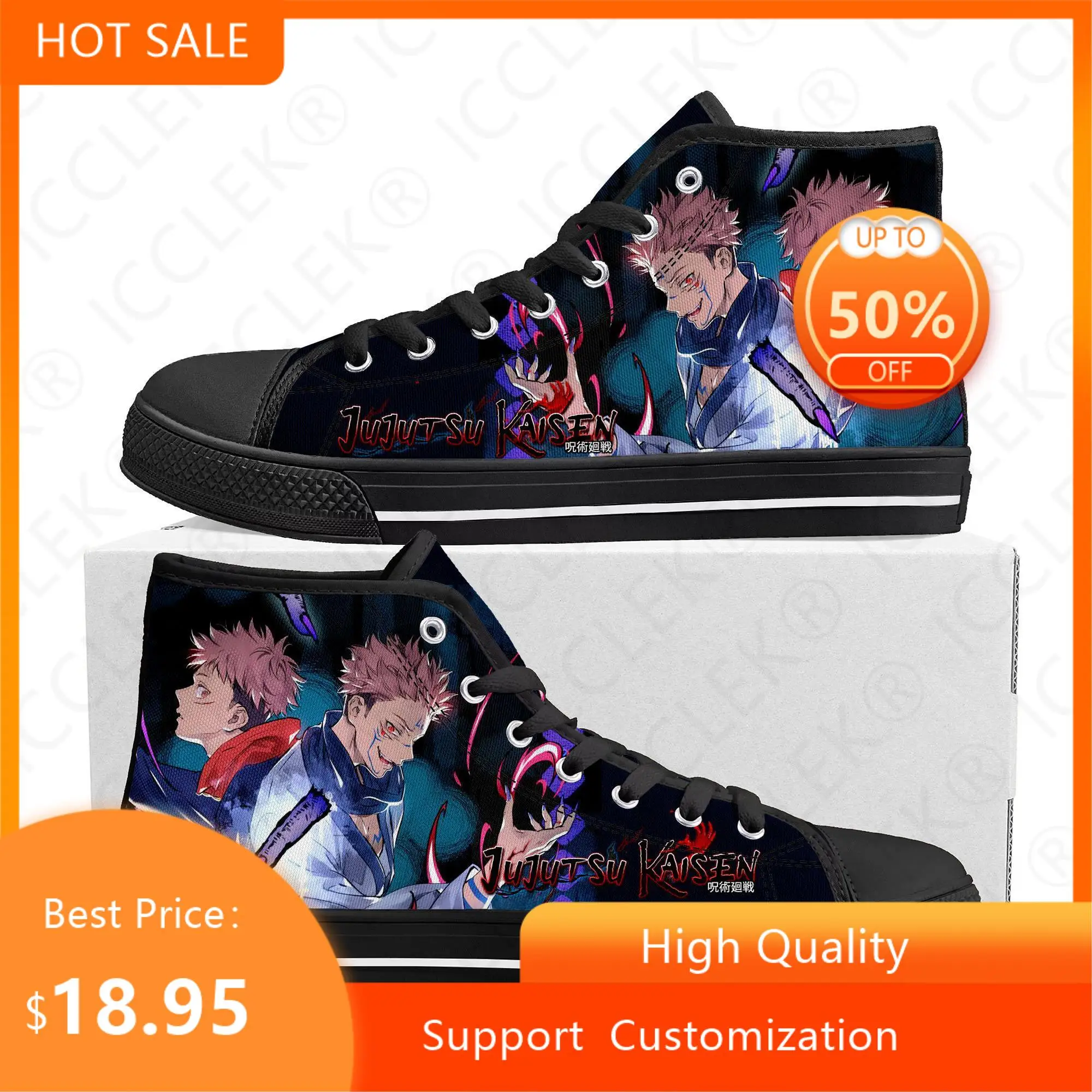 

Jujutsu Kaisen Itadori Yuji Sukuna High Top Sneakers Mens Womens Teenager High Quality Canvas Sneaker Casual Couple Shoes Shoe