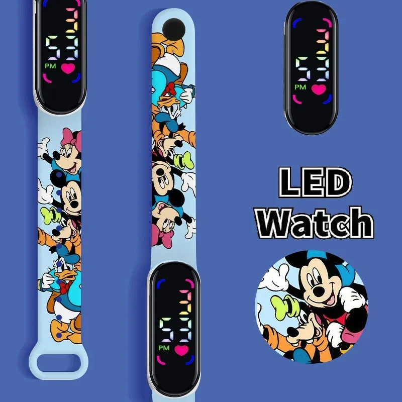 Детские светящиеся часы с мультяшным персонажем из мультфильма Микки и Минни