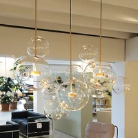 bubble hanging pendant led glass chandelier lighting american kitchen dining room home decor lights etl86159