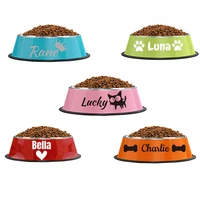 personalized name for cat dog stainless steel colored pet puppy cat bowl non slip durable pet bowl feeder feeding dog water bowl