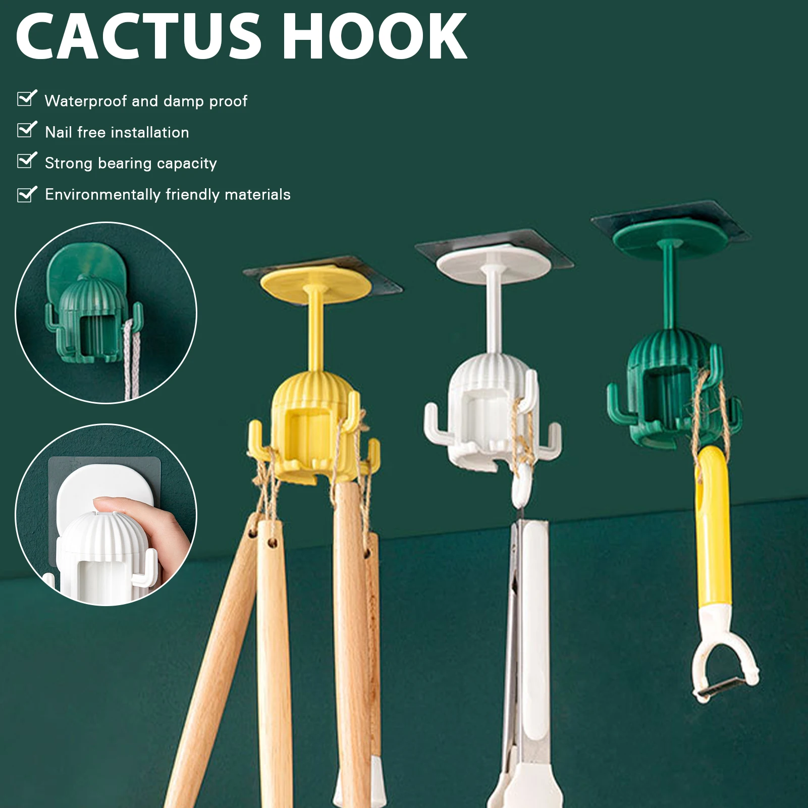 

Настенный крючок для хранения шкафа, вращающийся на 360 °, многоцелевой сверхпрочный крючок без отверстий, простая установка, домашний аксес...