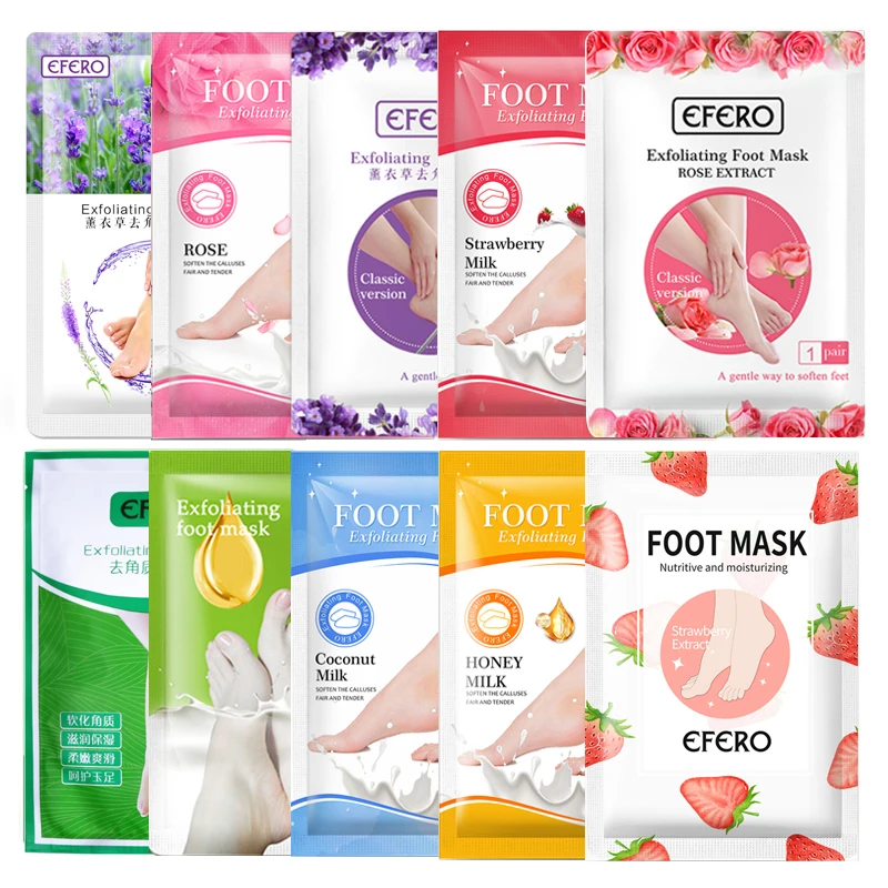 

EFERO 10Pack Hydrating Foot Peel Masks Dead Skin Removal Calluses Exfoliating Heel Pedicure Socks Whitening Tender Feet Masks