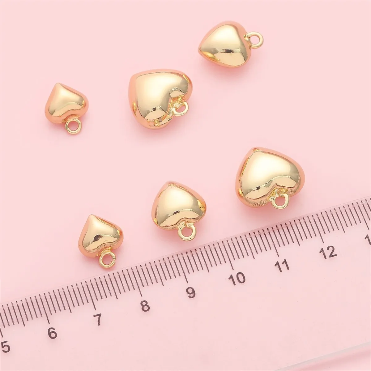 14K Gold Plated Heart Hanging Ornaments Necklace Pendant Bracelet Jewelry for Diy Handmade Earring Beaded Ornamental Accessories