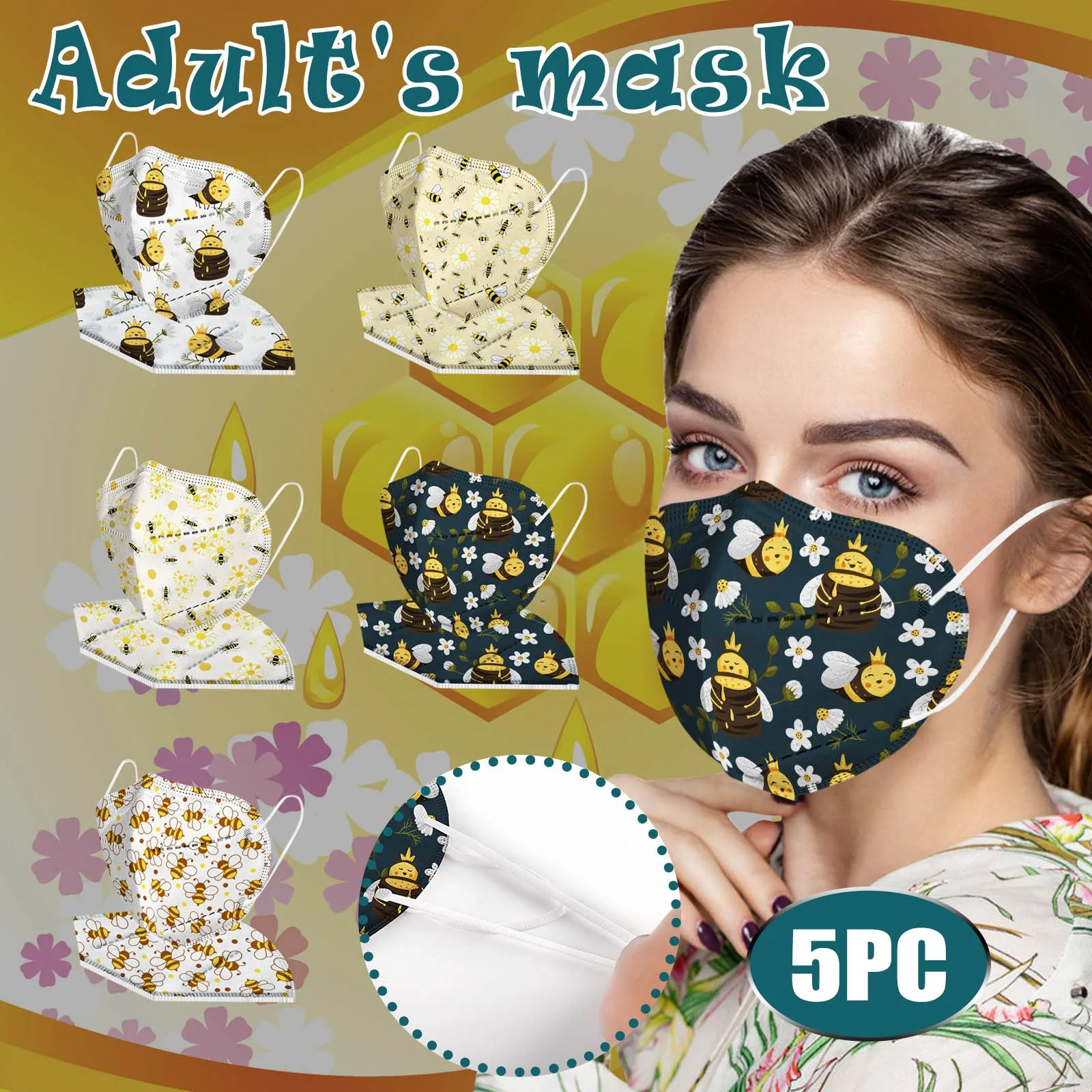 5 шт. маски для взрослых с принтом пчелы |