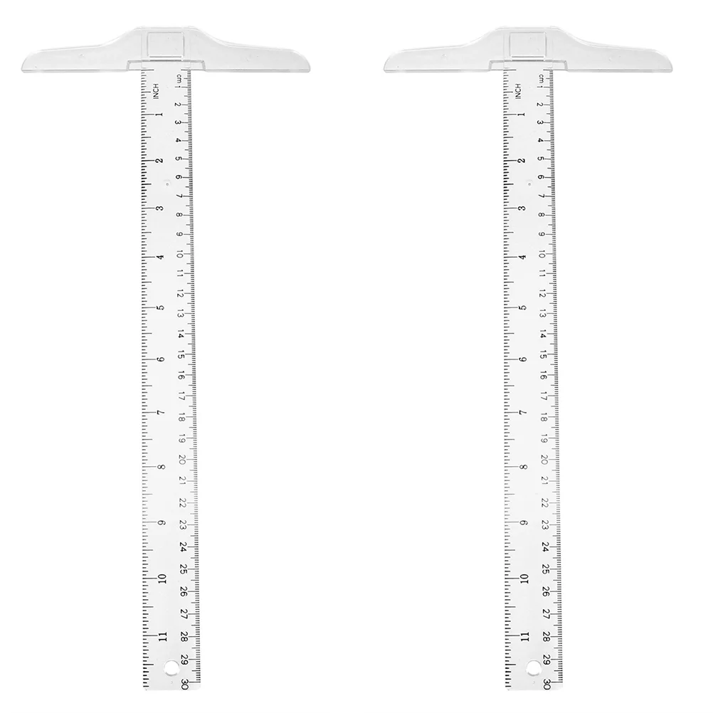 

2 Pcs Ruler T-Ruler Drafting Clear Frame Academic Measure Tool Square Measuring Supplies Rectangle