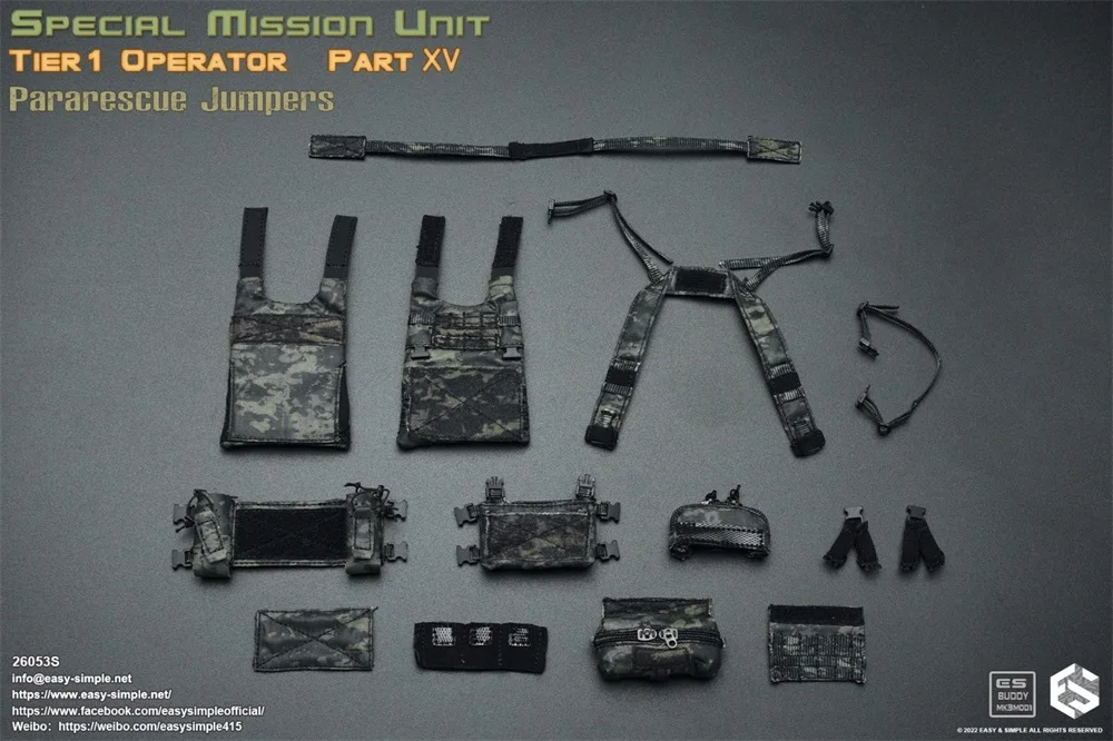 Специальный приемник Easy & Simple ES 26053S, шина 1 для оператора, перемычка, нагрудный жилет, сумка, аксессуары для ремня, подходит для экшн-куклы 12 дюймов 1/6