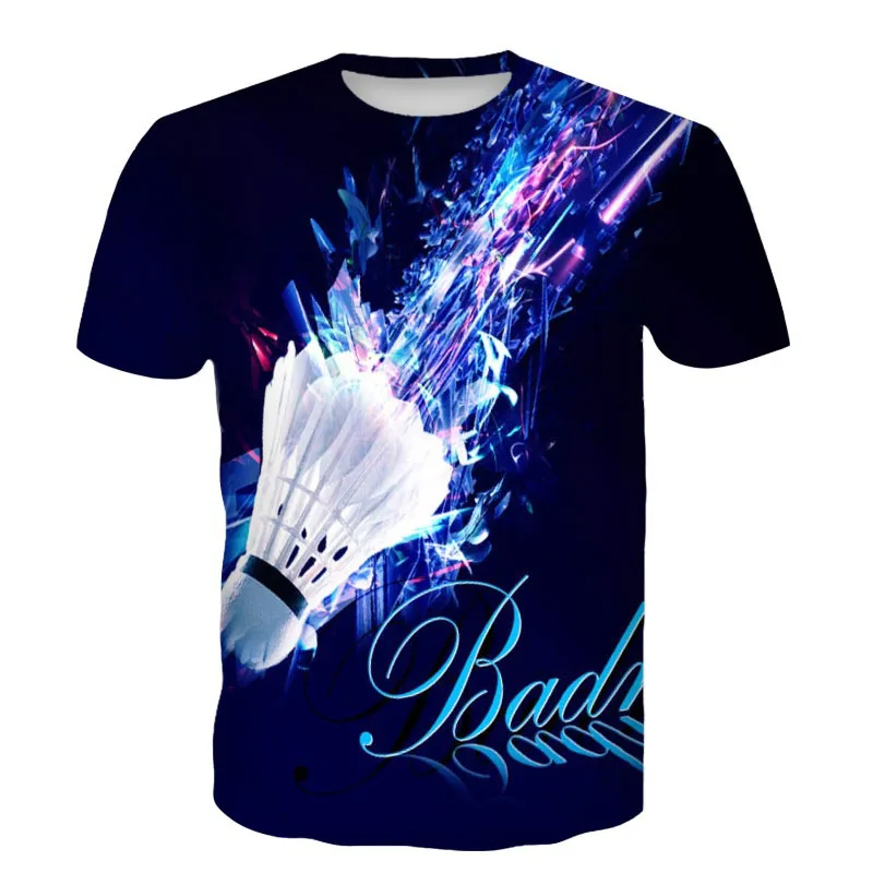 

Summer Trend Badminton Sports Men And Women T-Shirts HD 3D Print Hip Hop Personality Round Neck Tee Leisure Short Sleeve Top