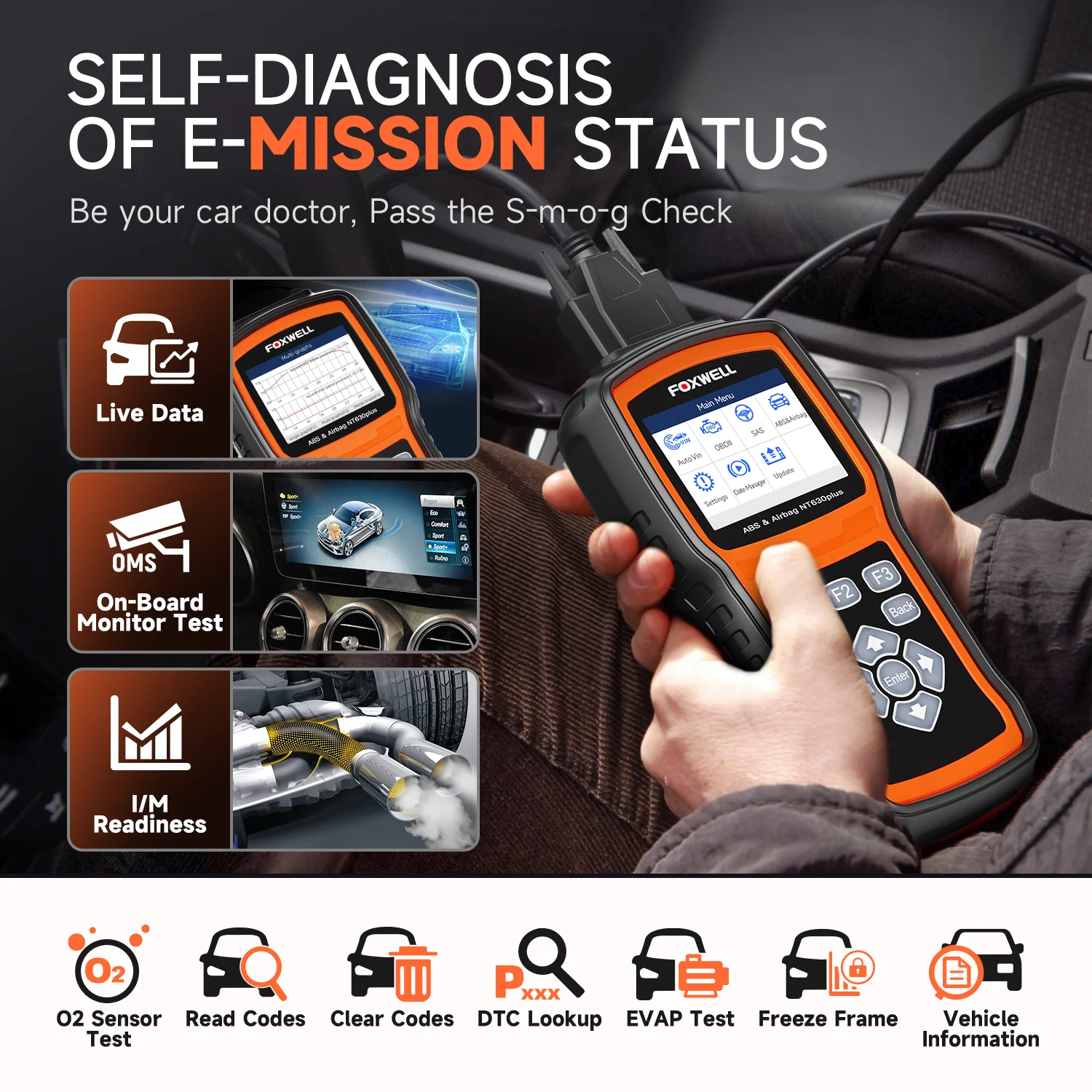 FOXWELL NT630 Plus OBD2 автомобильный сканер проверка двигателя ABS SRS EPB масло SAS