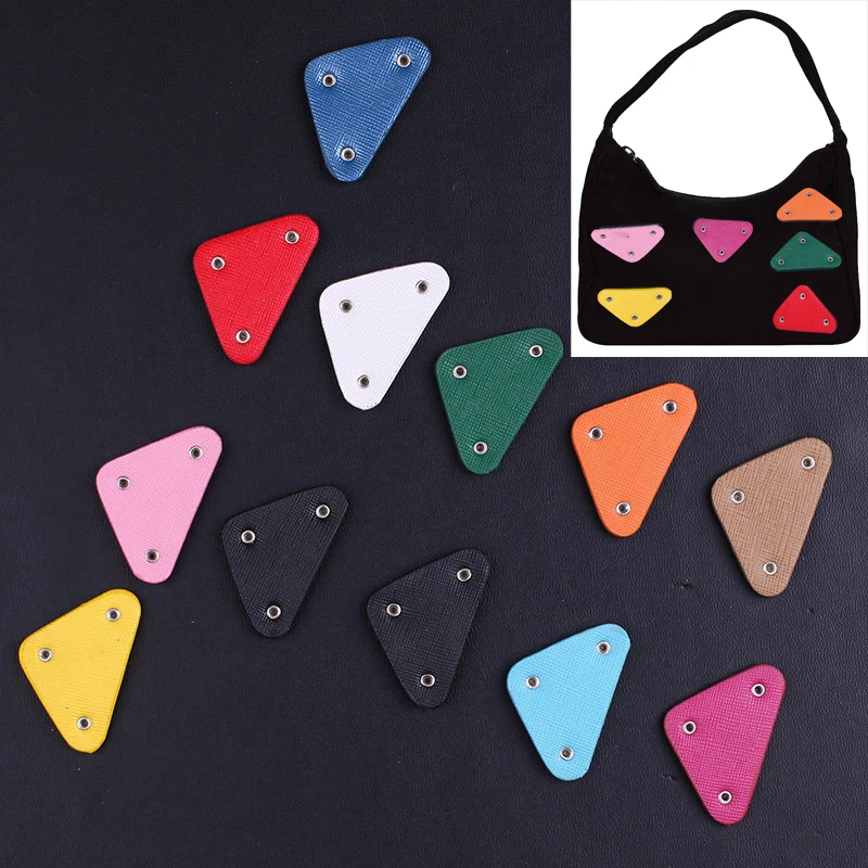 

Luxury Logo Brand Leather Thermoadhesive Patches on Clothes Sew Triangular Leather Patch Sequin Patch Badges for Bags Hairpin