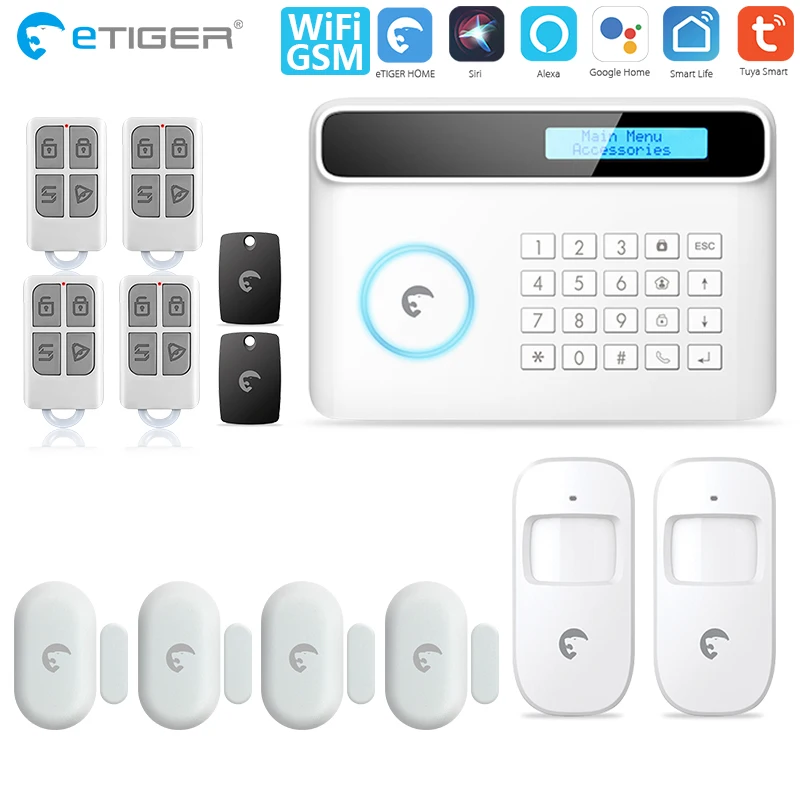 

Умная Система сигнализации Etiger S4 Plus Tuya, Wi-Fi/GSM датчик открытия окон и дверей, система домашней сигнализации с функцией смс