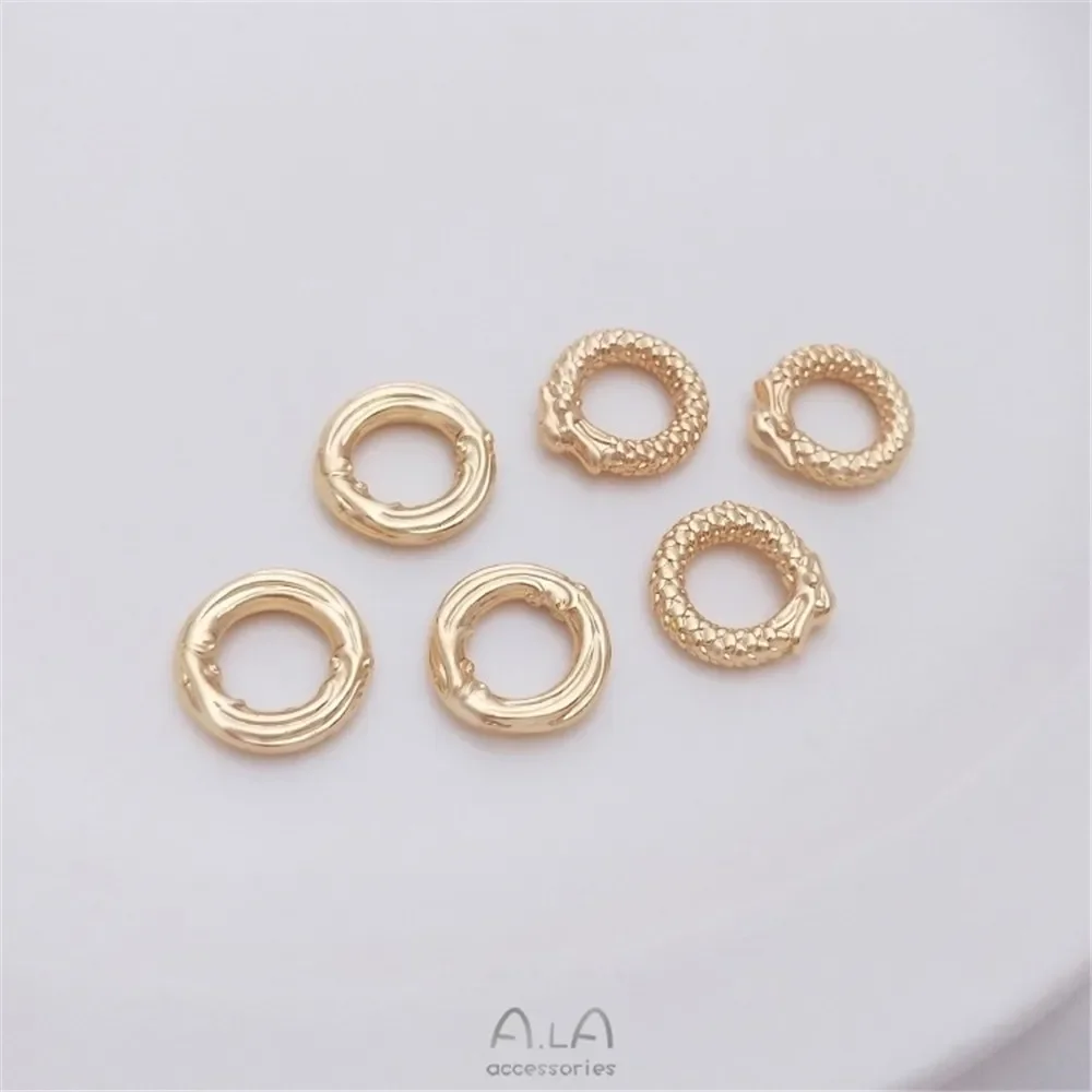 14-каратное золото обернутое головою дракона круглое кольцо ручной работы тканый