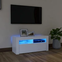 tv cabinet with white led lights 90x35x40 cm