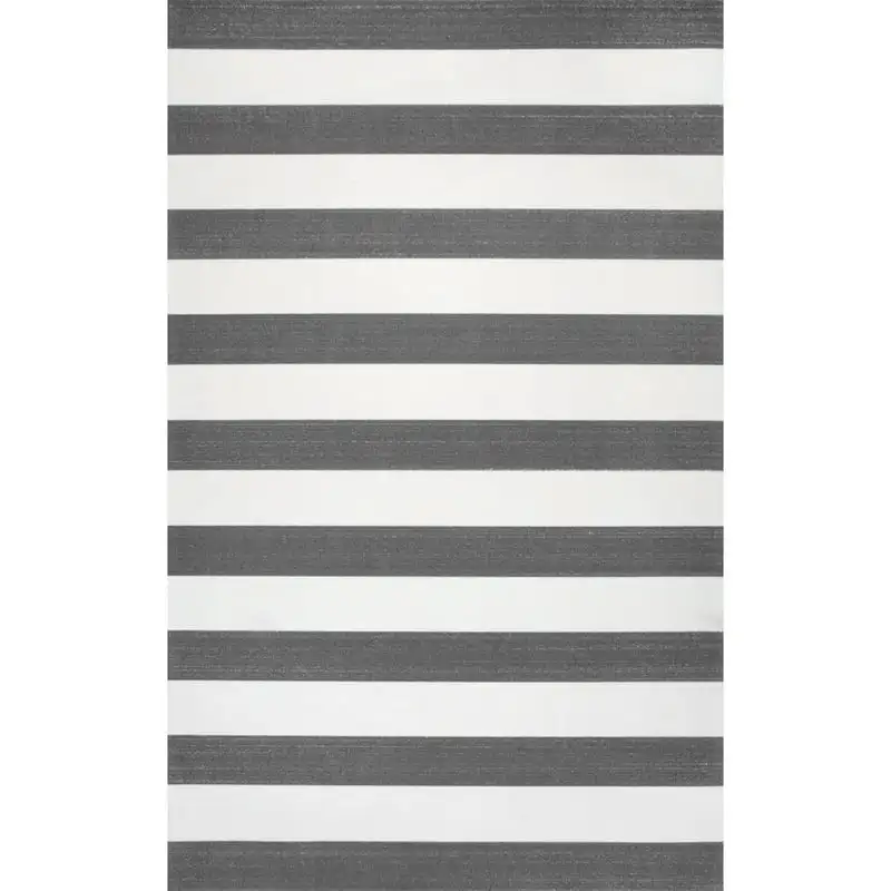 

Modern Neutral Grey Striped 5' x 8' Indoor-Outdoor Area Rug, Perfect for Any Decor Style.