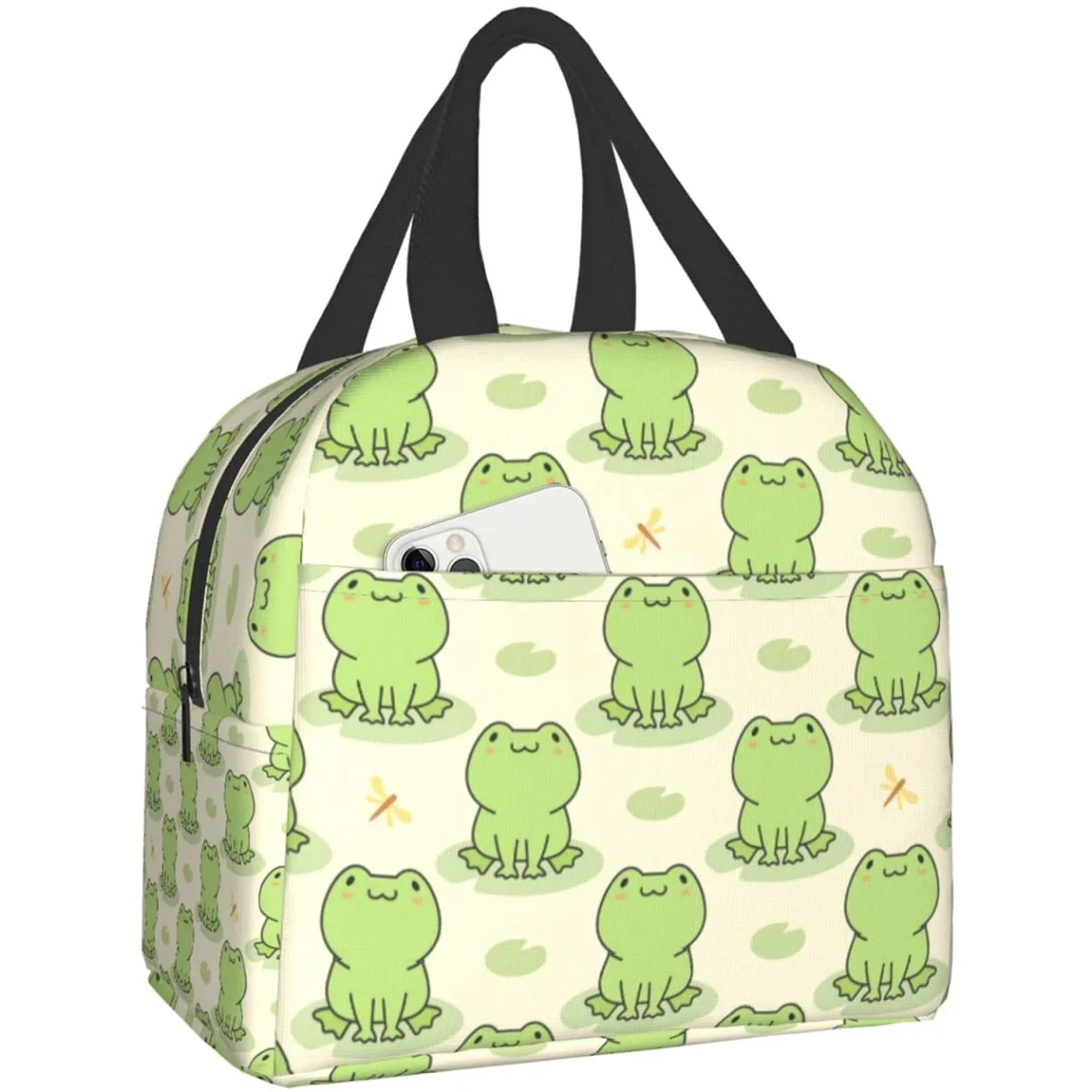 

Funny Cute Frog Animal Lunch Bag Travel Box Work Bento Cooler Reusable Tote Picnic Boxes Insulated Shopping Bags for Women Men