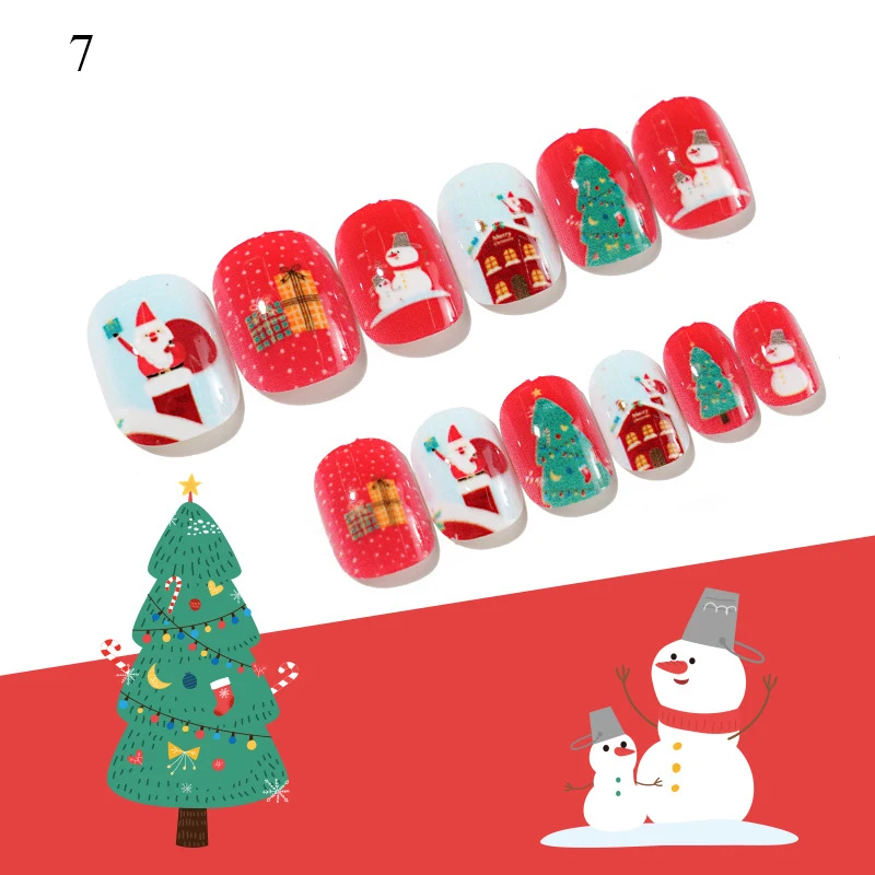 

24PCS/Set False Nail Tips Children Cartoon Full Cover Kid Fake Nail Art Girls Manicure Tips Nail Decor False Nails Nail Tips