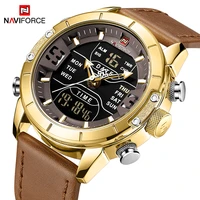 naviforce quartz watch men luxury brand led digital sport waterproof wrist watches male leather strap business gold watch clock