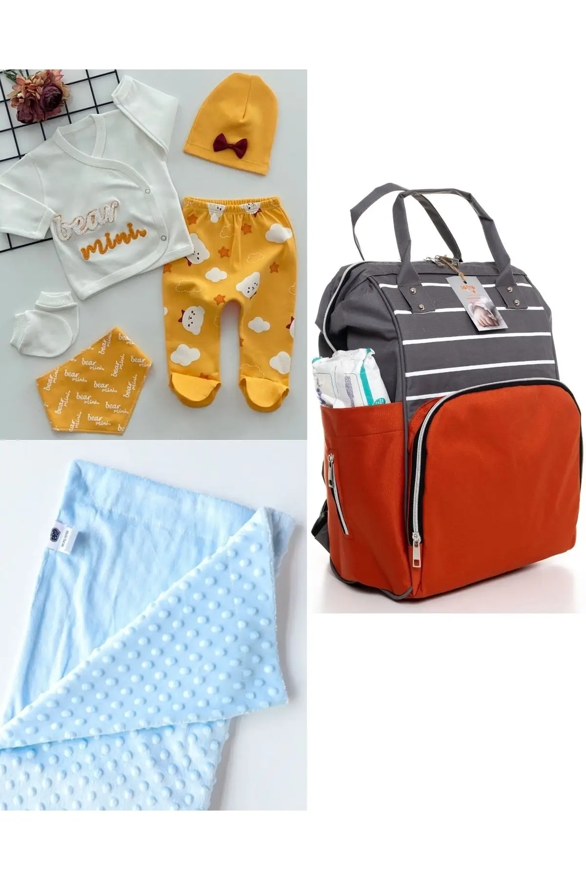 

Рюкзак функциональный для ухода за мамой и ребенком, набор больничного одеяла желтого цвета из 100% хлопка