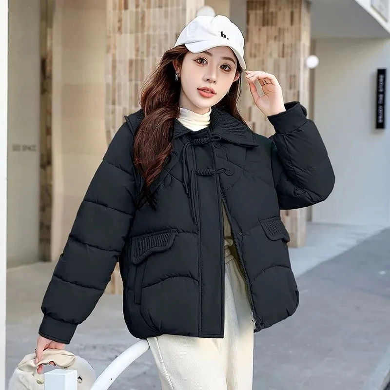 Двухслойная Женская куртка Xiaoxiangfeng с кукольным воротником подкладка из хлопка