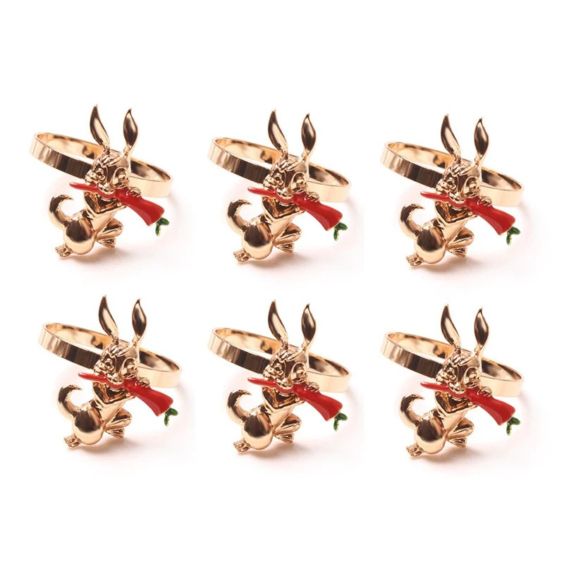 

6 шт., кольцо для салфеток в виде кролика