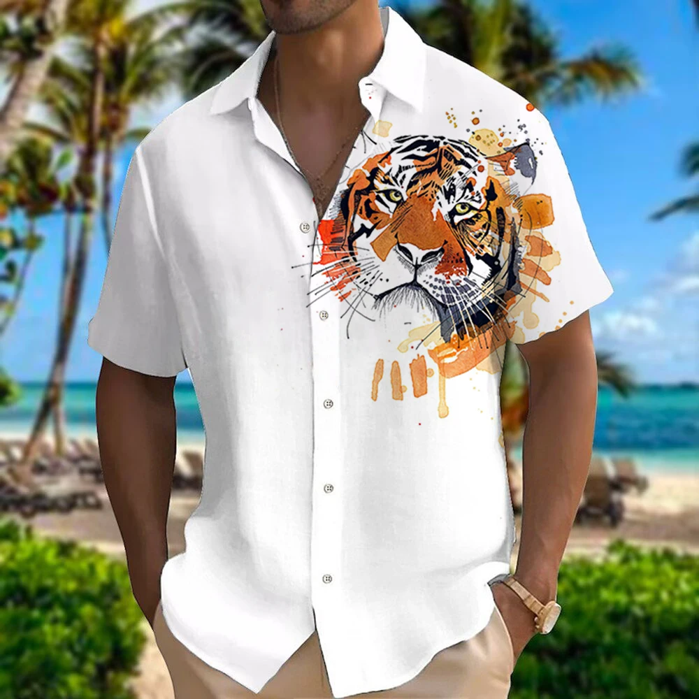 

Lion Men'S Shirts Colorful Fashion Animal 3d Print Hawaiian Shirt Daily Caucal Shirt Men Summer Shirts Hip Hop Men Clothing