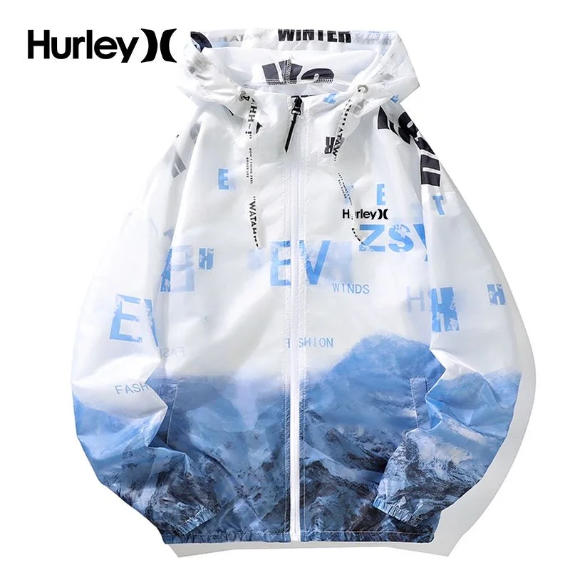 

Hurley Sun Wear Men's summer lightweight breathable UV protection fashion trend hooded outdoor sports coat