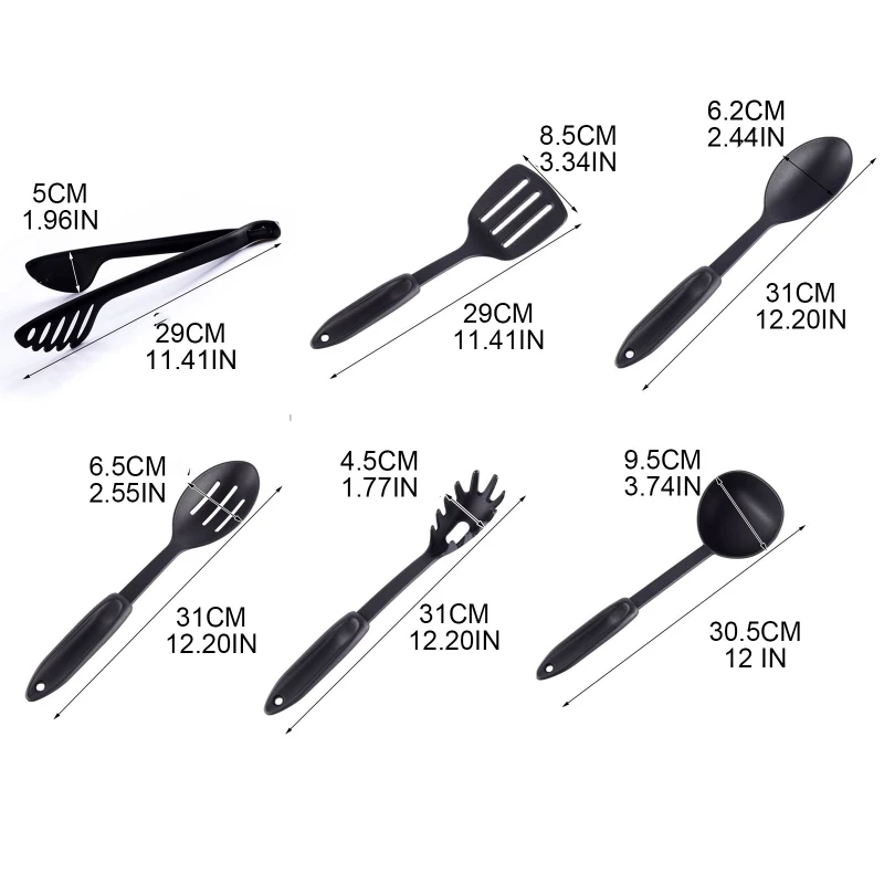 

Набор кухонной утвари, 6 шт., набор нейлоновых кухонных принадлежностей, зажим для еды, термическая термостойкая ложка для макаронных издели...