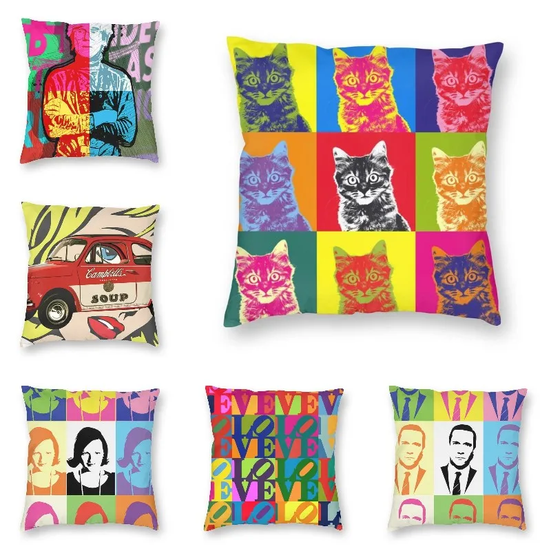 

Living Room Home Decor Pop Art Tabby Cat Portrait Sofa Cushion Cover Pillowcase Andy Warhol Throw Pillowcase