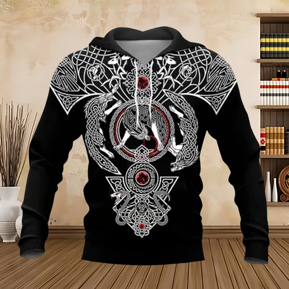 2024 Fashion Hoodies Mens Tattoo Art Print Classic Retro Pullover Sweatshirts Tops Jacket Cosplay Casual 3D Sweatshirt