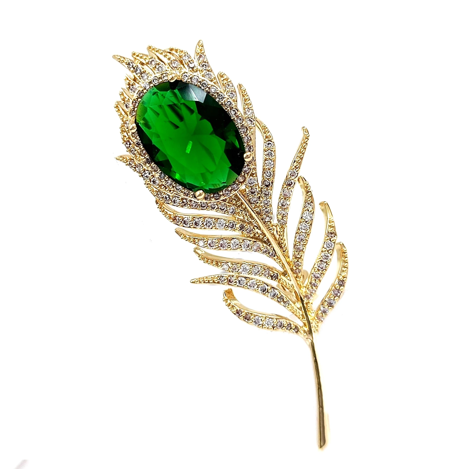 

Stunning Gold Tone Big Oval Stone Art Deco Peacock Feather Brooches and Pin Fashion Winter Outfit Coat Sweater Shawl Accessories